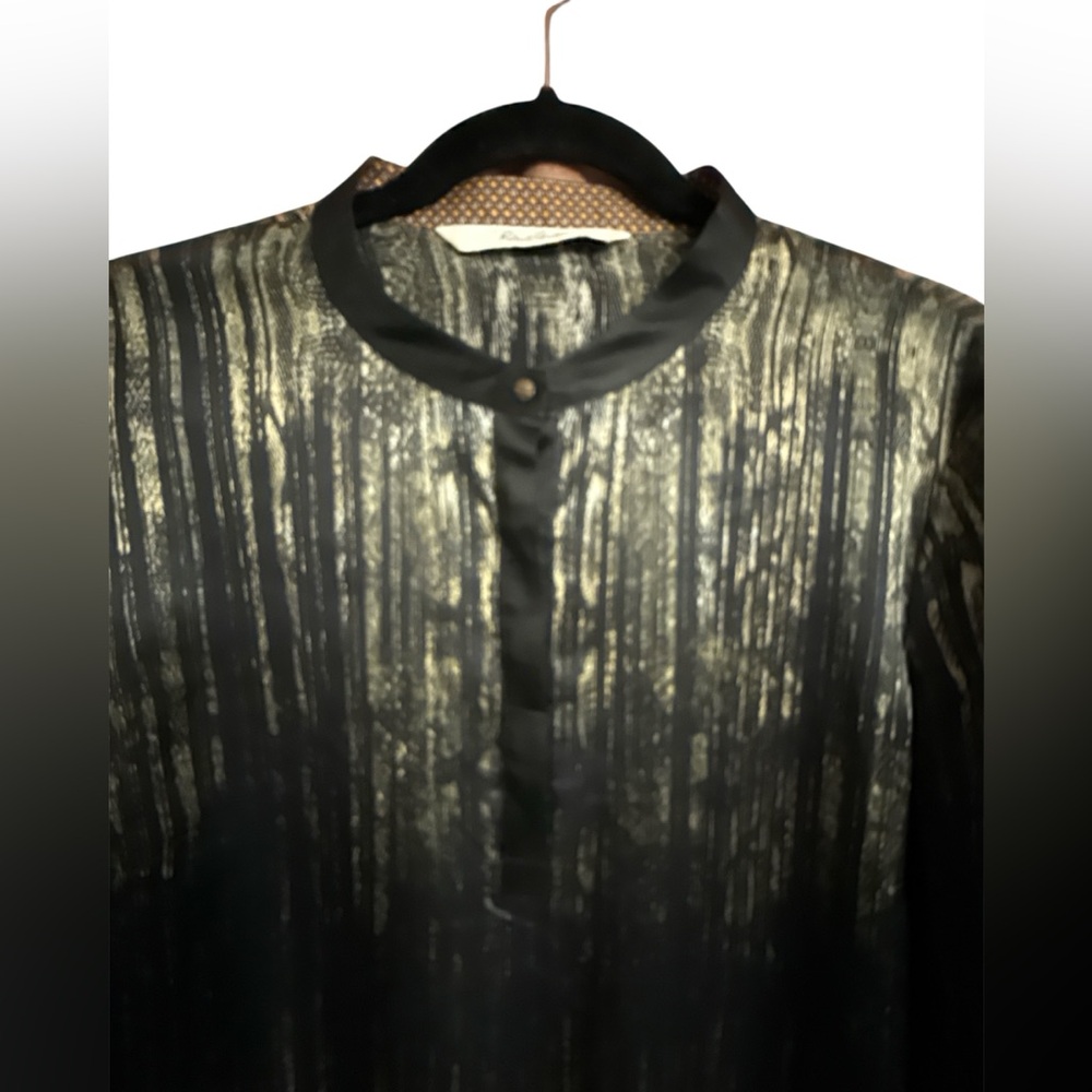 Robert Graham 100% Silk Shirt Black/Cream Whimsigoth Witchy Dark Fairy Large - Picture 3 of 8